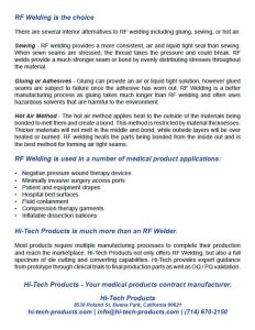rf welding medical products